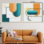 Montreal Geometric Shapes Framed Canvas Wall Paintings - Set of 2