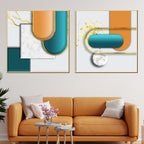 Montreal Geometric Shapes Framed Canvas Wall Paintings - Set of 2