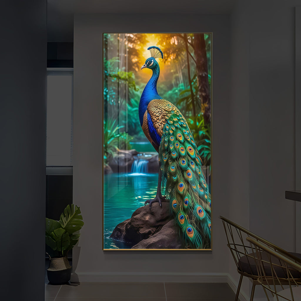 The Peacock Modern Luxury Backlight Vertical Wall Art