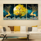 Royal Reindeers Framed Canvas Wall Decor Paintings - Set of 3