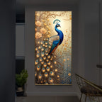 Beautiful Peacock Modern Luxury Backlight Vertical Wall Art