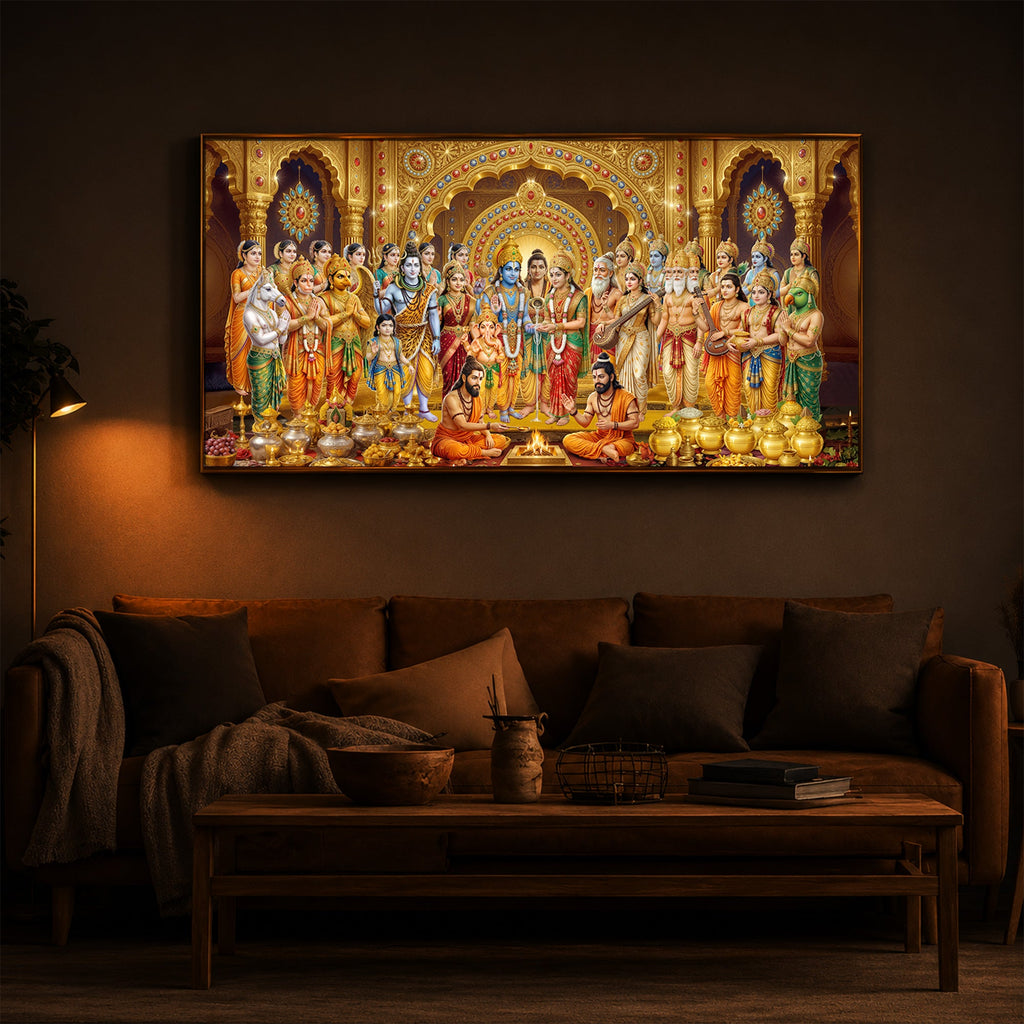 Divine Moment Of Shrinivasam Kalyanam Modern Luxury Backlight Horizontal Wall Art