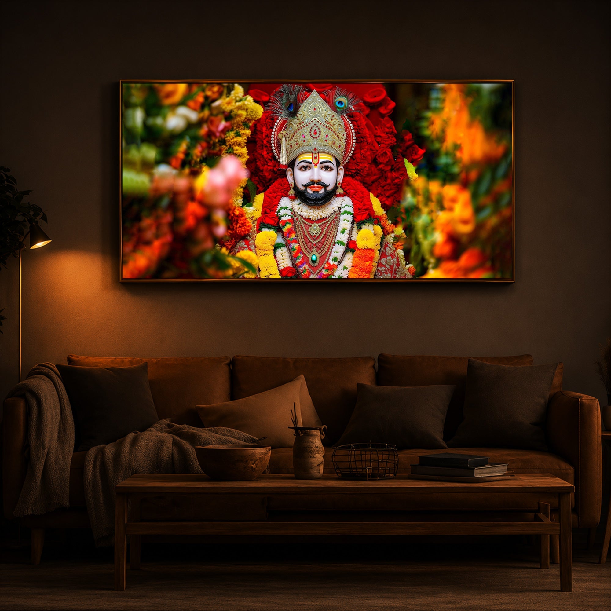 Khatu Shyam Ji Modern Luxury Backlight Horizontal Wall Art
