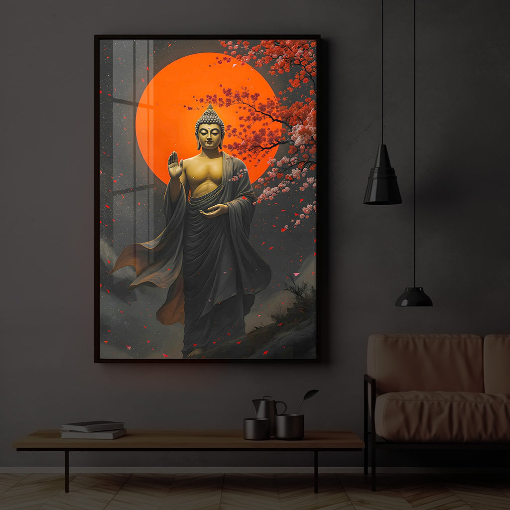 Gautam Buddh Modern Luxury Backlight Vertical Wall Art