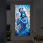 Lord Shri Krishna Modern Luxury Backlight Vertical Wall Art