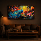 Beautiful Peacock Modern Luxury Backlight Horizontal Wall Art