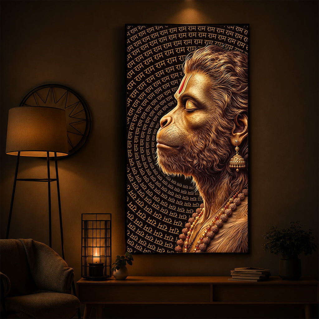 Hanuman Ji Modern Luxury Backlight Vertical Wall Art