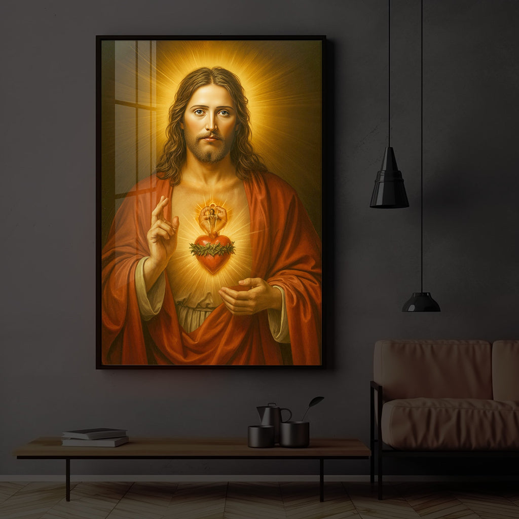 Heart Of Jesus Modern Luxury Backlight Vertical Wall Art