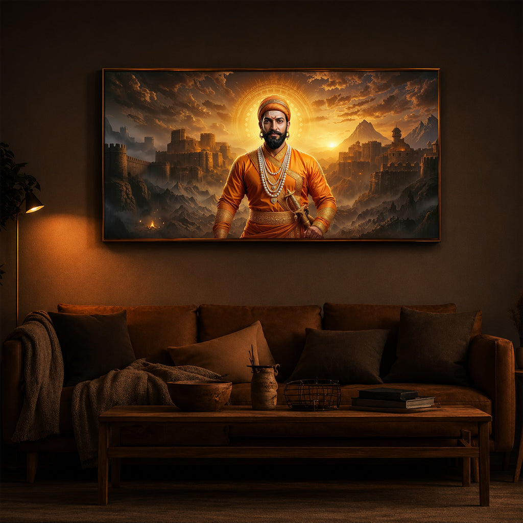 Chhatrapati Shivaji Maharaj Modern Luxury Backlight Horizontal Wall Art