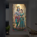 Radhe Krishna Ji Modern Luxury Backlight Vertical Wall Art