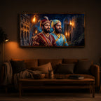 Chhatrapati Shivaji Maharaj with Chhatrapati Sambhaji Modern Luxury Backlight Horizontal Wall Art