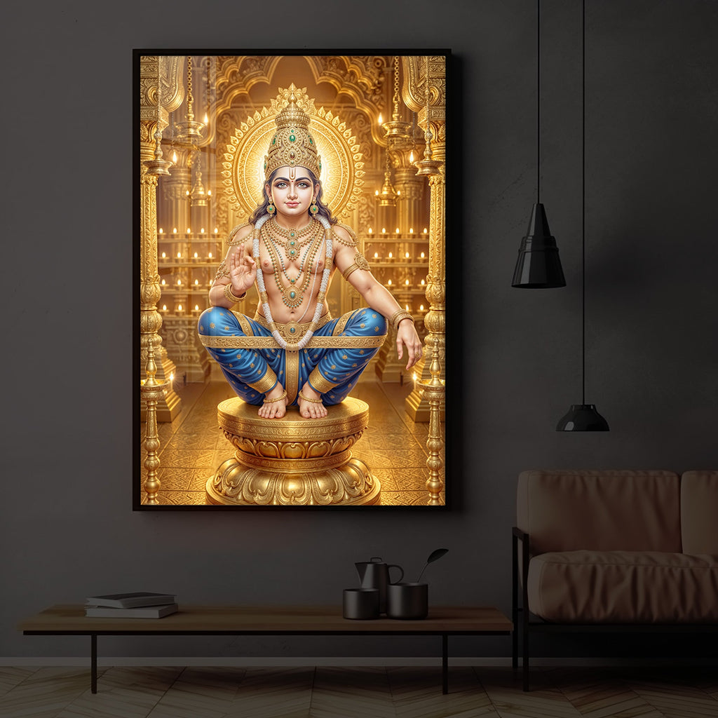 Ayyappan Swamy Modern Luxury Backlight Vertical Wall Art