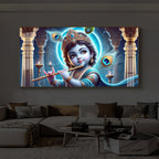 Bal Krishna Ji Modern Luxury Backlight Horizontal Wall Art