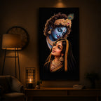 Hindu Deities Shri Radha Krishna Modern Luxury Backlight Vertical Wall Art