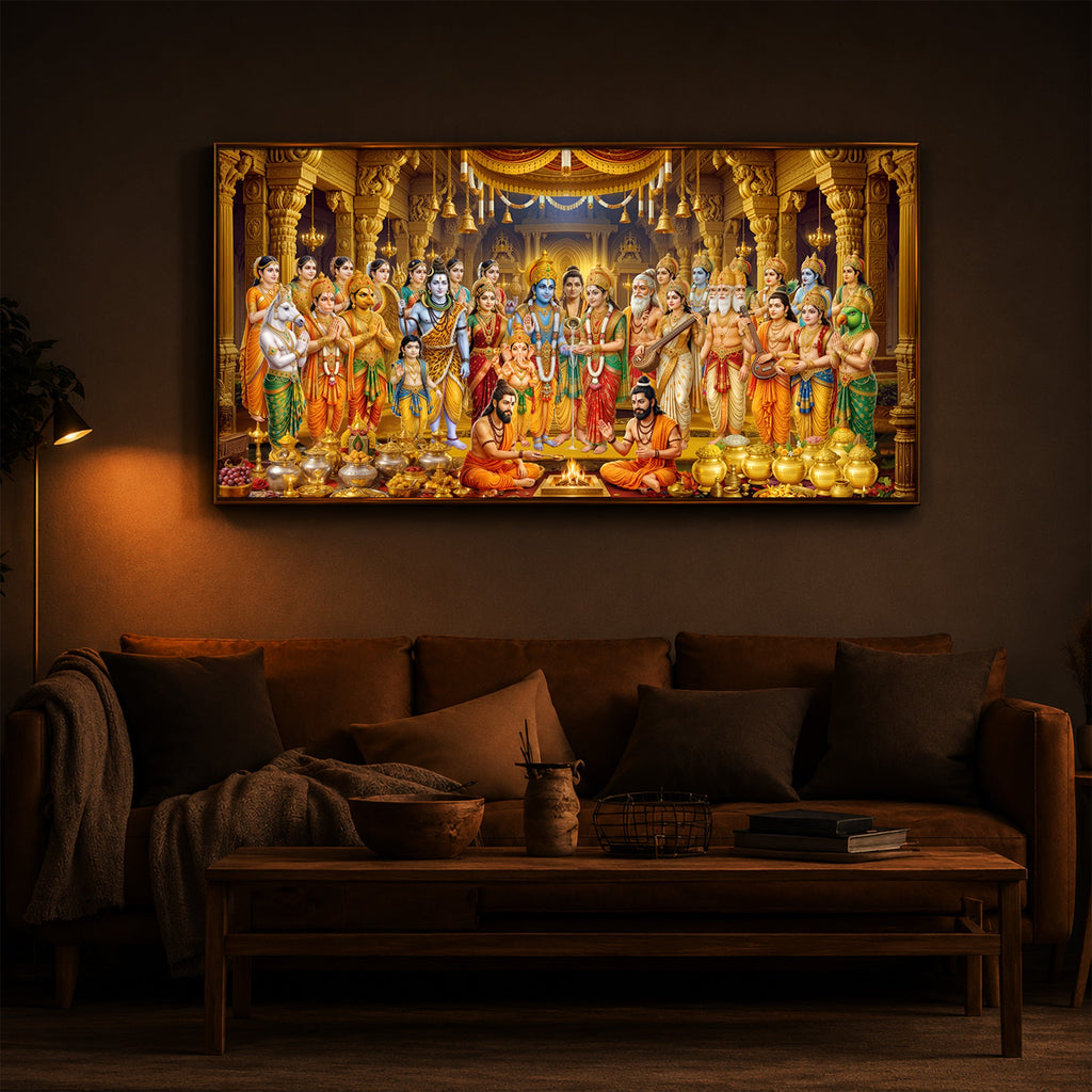 Srinivasa Kalyanam Modern Luxury Backlight Horizontal Wall Art