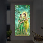 Shri Radhe Krishna Modern Luxury Backlight Vertical Wall Art