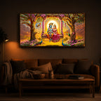 Loving Couple Lord Radha Krishna Modern Luxury Backlight Horizontal Wall Art