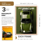 Big Porsche 911 gt Car Framed Posters Gift Items for Boys Room Wall Decoration Bedroom Living Room Studio | Car Poster Frame for Wall Décor Set Of 7 Size (10 x 13 inch,13 x17 inch)
