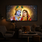 Shri Radha Krishn Modern Luxury Backlight Horizontal Wall Art