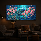Majestic Peacock Modern Luxury Backlight Horizontal Wall Art