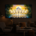 7 White Horses River Glloping Modern Luxury Backlight Horizontal Wall Art