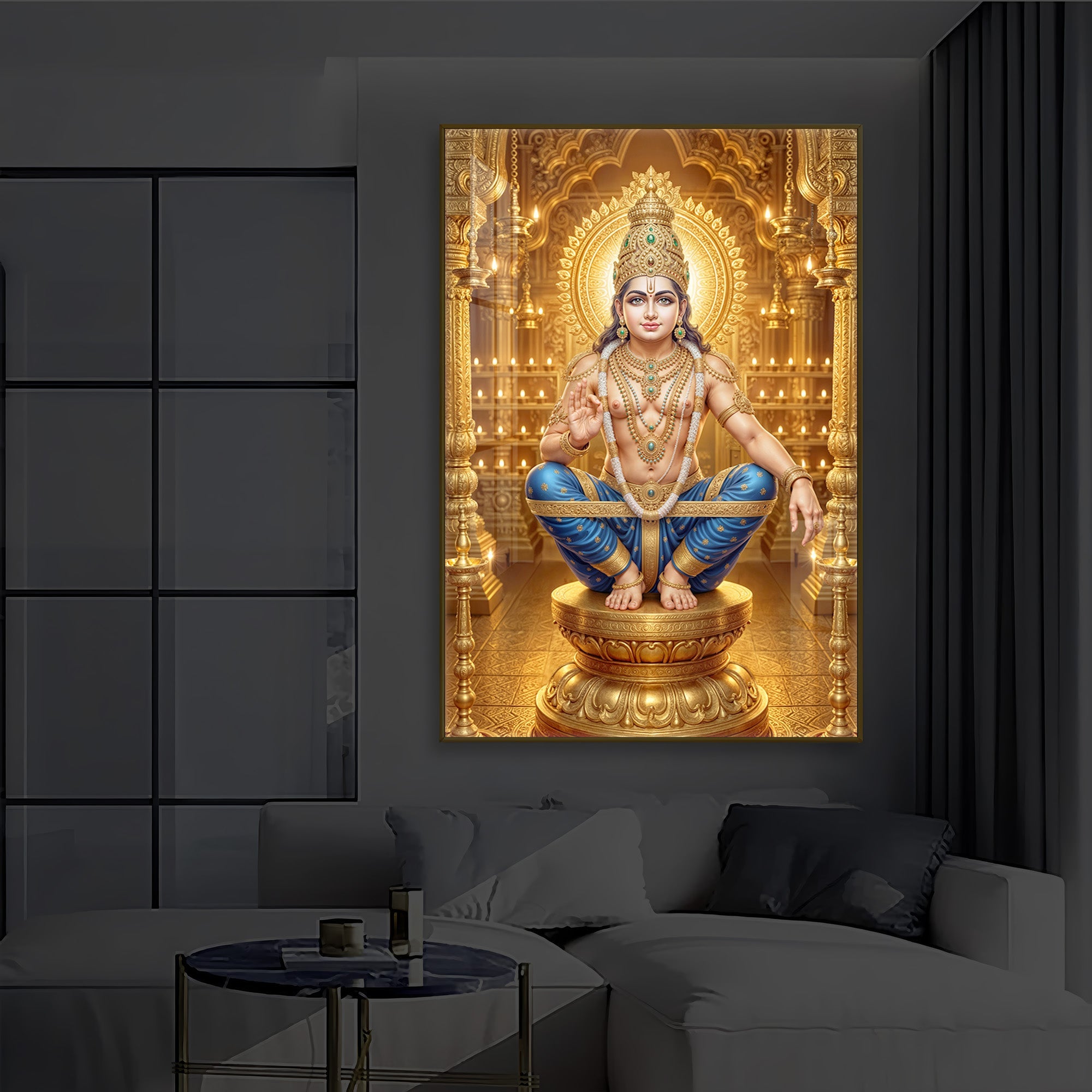 Ayyappan Swamy Modern Luxury Backlight Vertical Wall Art