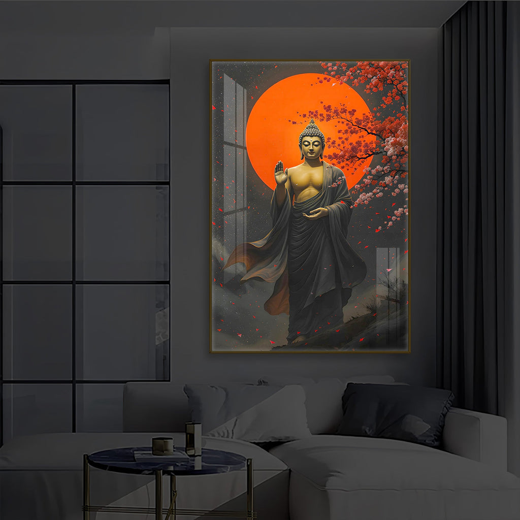 Gautam Buddh Modern Luxury Backlight Vertical Wall Art
