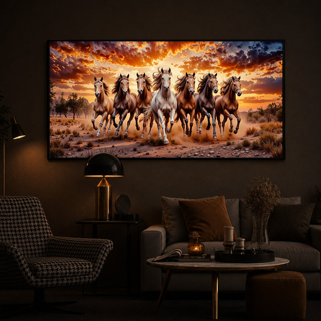 Herd Of Wild Horses Galloping Modern Luxury Backlight Horizontal Wall Art