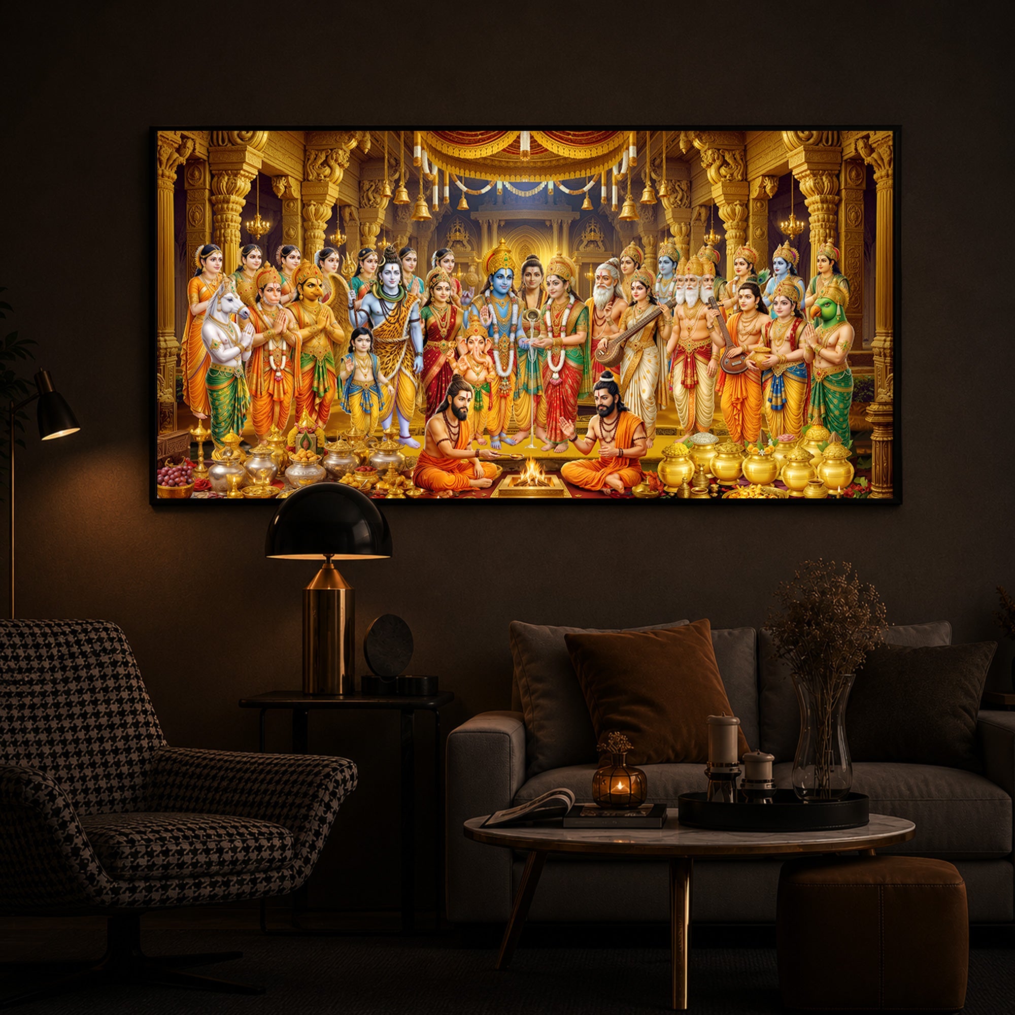Srinivasa Kalyanam Modern Luxury Backlight Horizontal Wall Art
