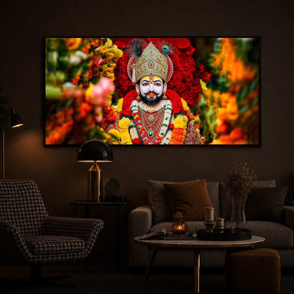 Khatu Shyam Ji Modern Luxury Backlight Horizontal Wall Art
