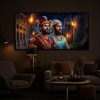 Chhatrapati Shivaji Maharaj with Chhatrapati Sambhaji Modern Luxury Backlight Horizontal Wall Art