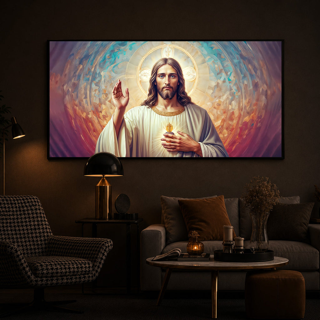God Jesus Modern Luxury Backlight Horizontal Wall Art