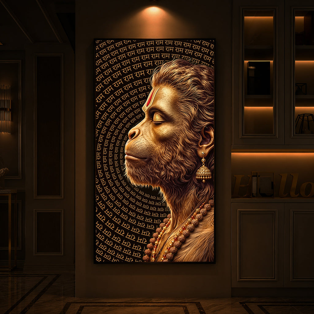 Hanuman Ji Modern Luxury Backlight Vertical Wall Art