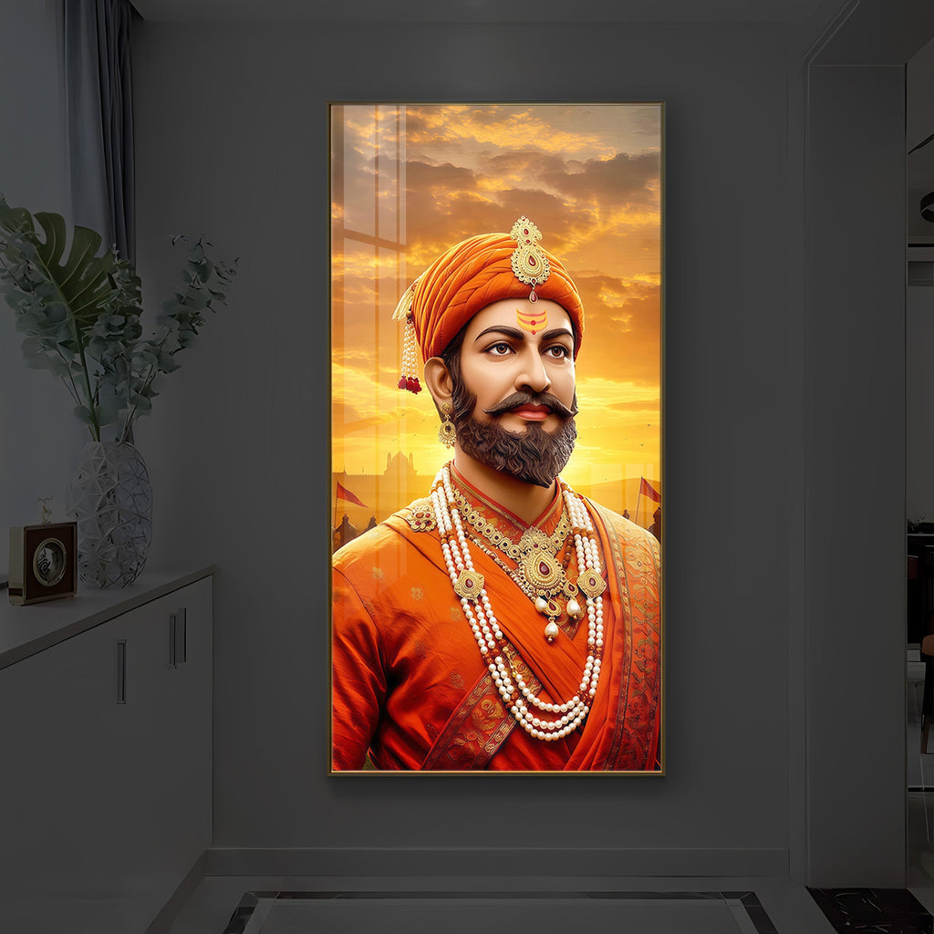 Chhatrapati Shivaji Maharaj Modern Luxury Backlight Vertical Wall Art