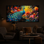 Beautiful Peacock Modern Luxury Backlight Horizontal Wall Art