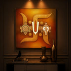 Hindu Symbols of Swastik Modern Luxury Backlight Square Wall Art