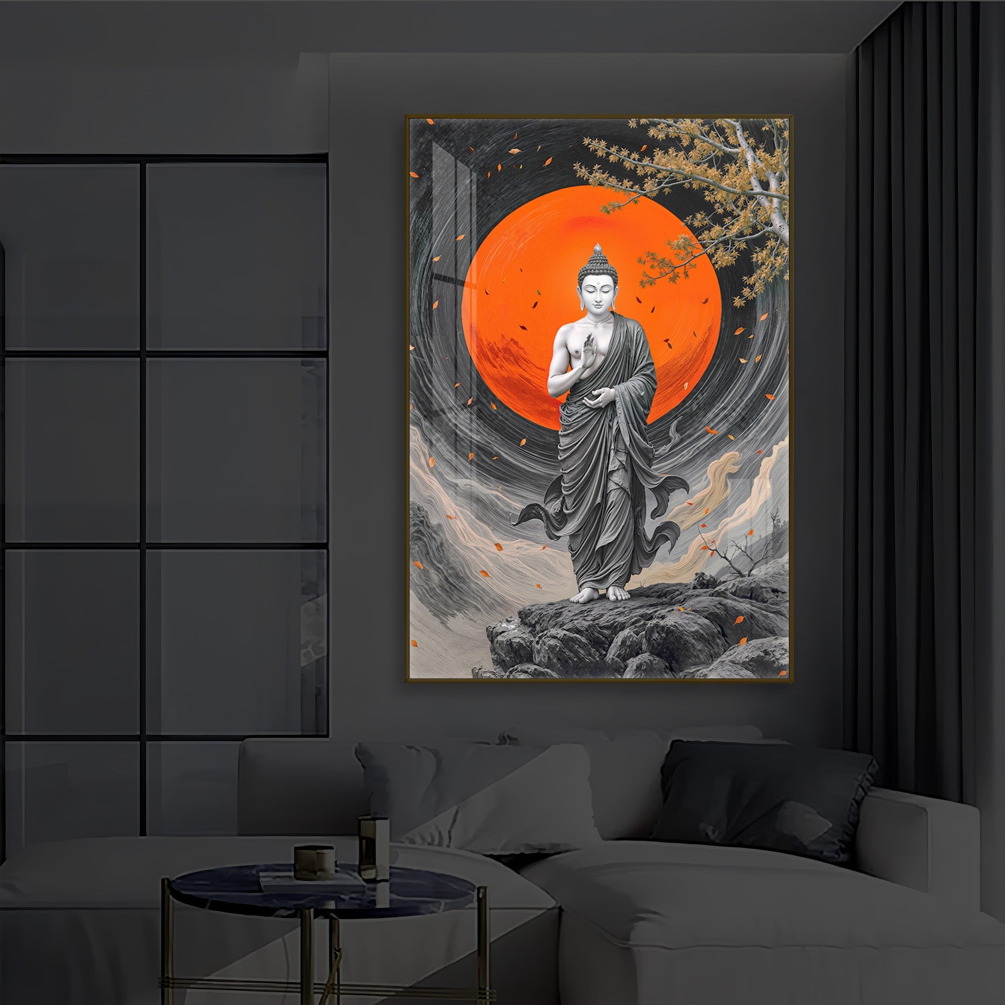 Buddhay Ji Modern Luxury Backlight Vertical Wall Art