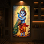 Little krishna Modern Luxury Backlight Vertical Wall Art