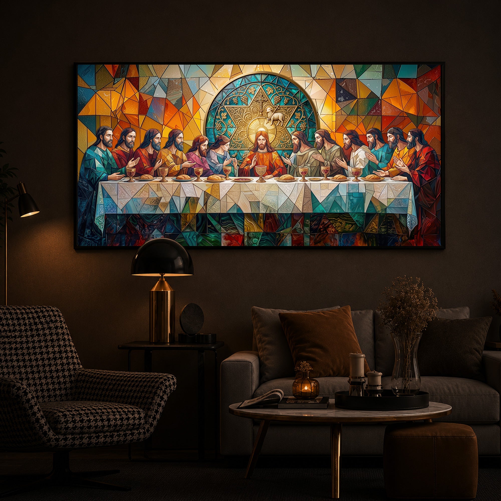 The last Supper Modern Luxury Backlight Horizontal Wall Art