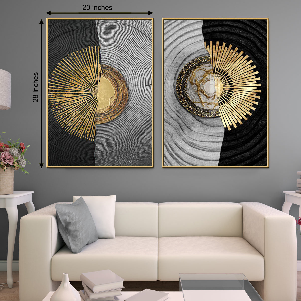 Luxor Twin Circular Discs Framed Canvas Wall painting Art