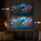 Majestic Peacock Modern Luxury Backlight Horizontal Wall Art