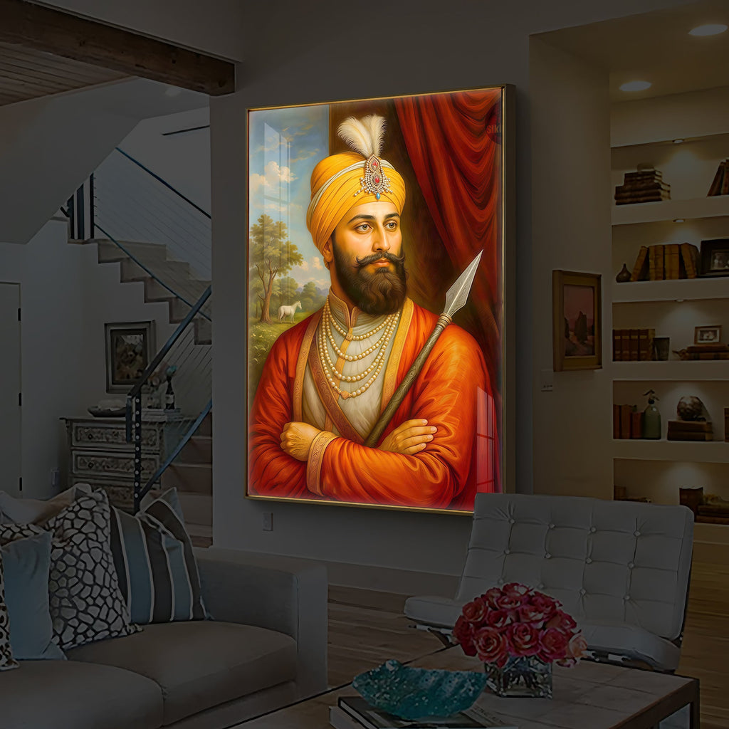 Prestigious Guru Gobind Singh Ji Modern Luxury Backlight Vertical Wall Art