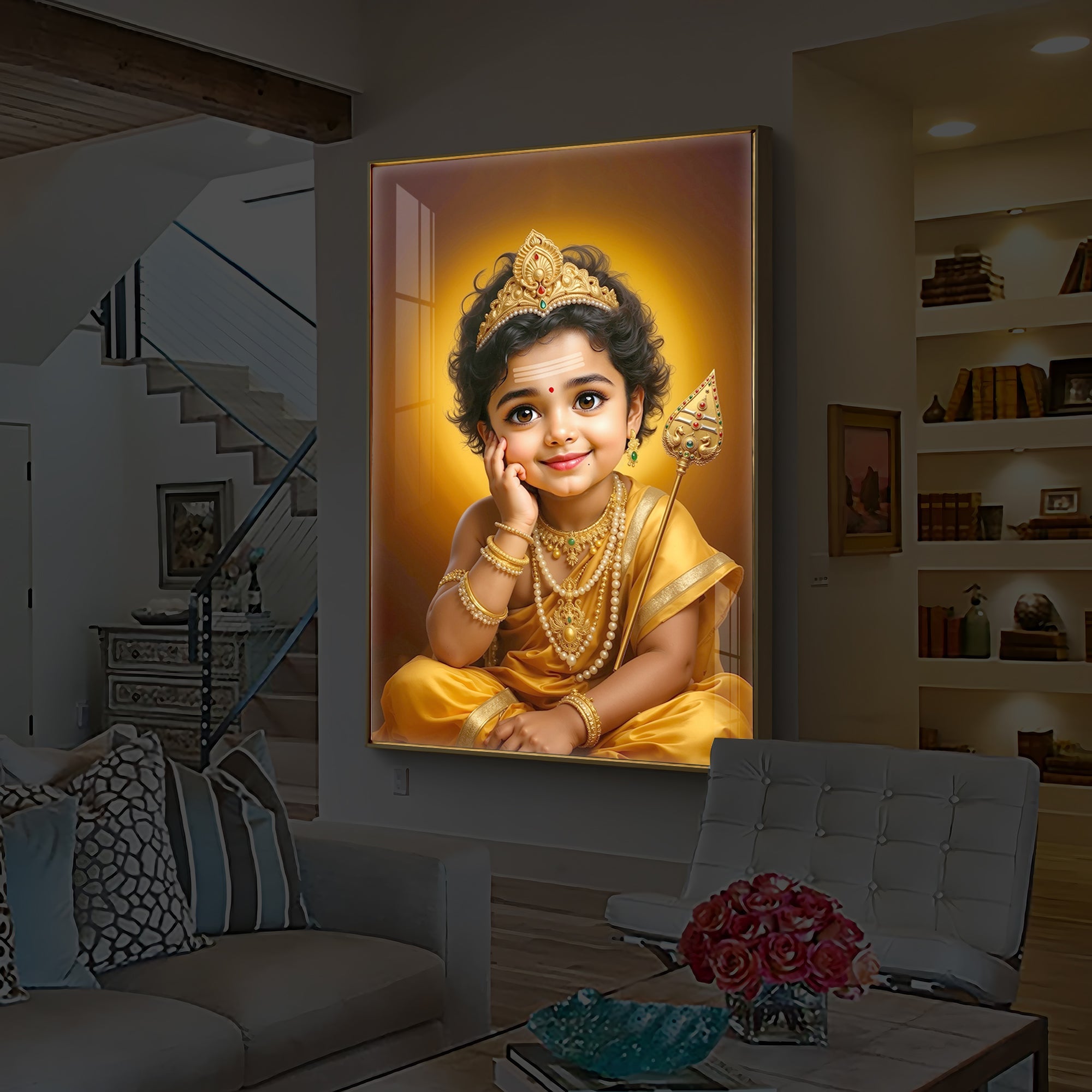 Baby Murugan Modern Luxury Backlight Vertical Wall Art