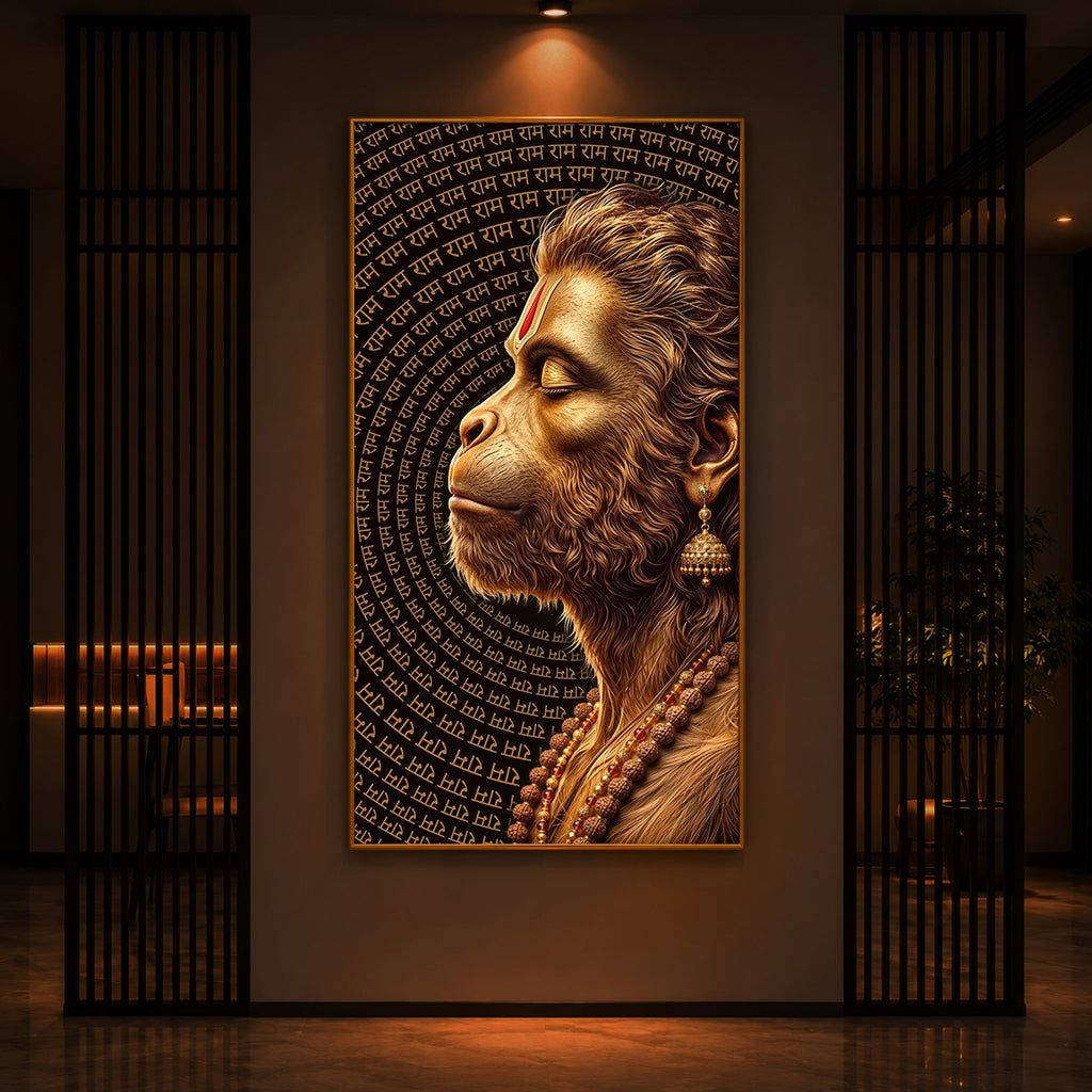 Hanuman Ji Modern Luxury Backlight Vertical Wall Art