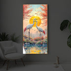 Beautiful Birds Modern Luxury Backlight Vertical Wall Art