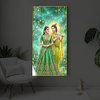 Shri Radhe Krishna Modern Luxury Backlight Vertical Wall Art