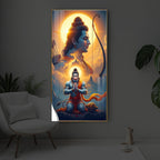 Ram and Hanuman Ji Modern Luxury Backlight Vertical Wall Art