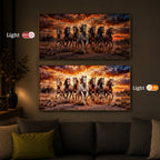 Herd Of Wild Horses Galloping Modern Luxury Backlight Horizontal Wall Art