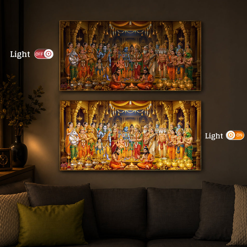 Srinivasa Kalyanam Modern Luxury Backlight Horizontal Wall Art