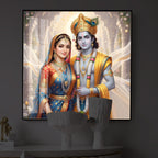 Divine Shree Radhe Krishna Modern Luxury Backlight Square Wall Art